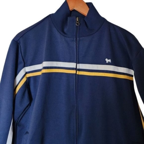 Aeropostale Track Jacket Men’s L Blue Yellow White Stripped Athletic - Picture 3 of 11